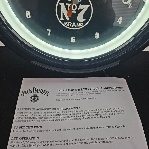 New In Box Black Jack Daniels Old Number 7 Brand LED Neon Light Wall Clock - Picture 7 of 11
